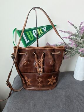 Patricia Nash Brindisi Leather Drawstring Bag